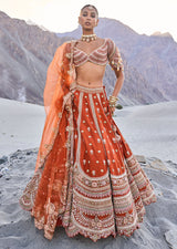 Rust Orange Lehenga With Heavy Embroidered Two Dupattas